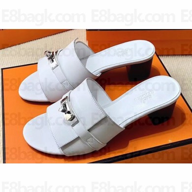 Hermes Original calfskin Gigi 50 sandals White with Kelly buckle