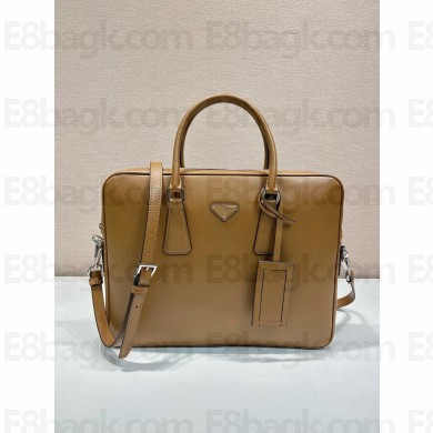 prada Saffiano Leather Work Bag 2VE368 caramel 2024