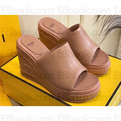 Fendi Leather platform 8.5cm Slides Brown 2023