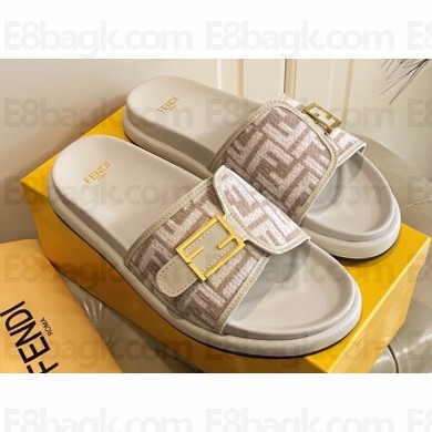 Fendi Feel slides with FF Baguette buckle White 2023