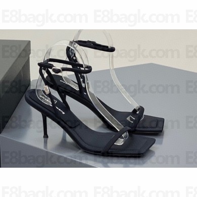 Alexander Wang Heel 7.5cm Julie Sandals Black with Crystal Logo 2023