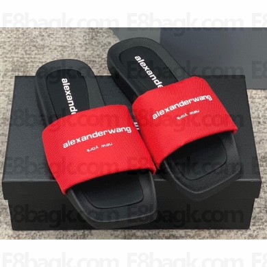 Alexander Wang AW Pool Slide sandals IN NYLON Red 2023