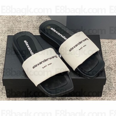 Alexander Wang AW Pool Slide sandals IN NYLON White 2023