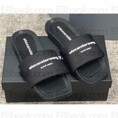 Alexander Wang AW Pool Slide sandals IN NYLON Black 2023