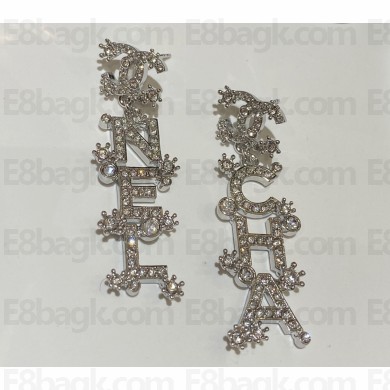 Chanel Pendant Earrings in Metal & Strass. Silver & Crystal ABA428 2023