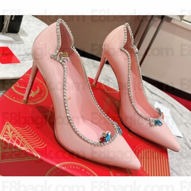Christian Louboutin Heel 10cm Crystal Around Pumps Patent  Pink