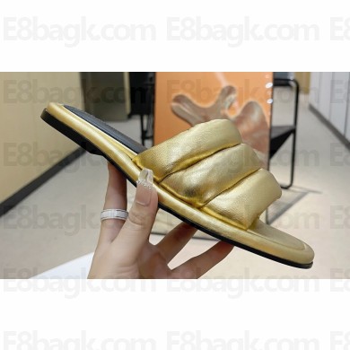 JW Anderson Bumper-tube Leather Slides Padded tubular Gold 2023