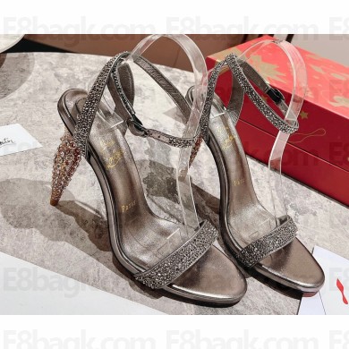 Christian Louboutin Heel 10cm Lipstrass Queen Sandals Crystal Gun Color