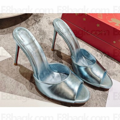Christian Louboutin Heel 10cm Me Dolly Mules Sandals Metallic Blue