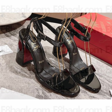 Christian Louboutin Heel 8.5cm Miss Sabina Sandals Patent Black