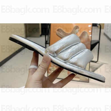 JW Anderson Bumper-tube Leather Slides Padded tubular Silver 2023