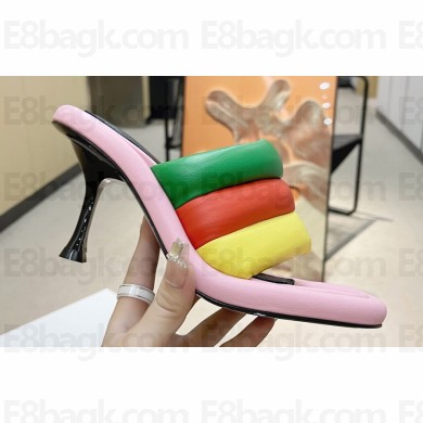 JW Anderson Heel 9cm Bumper-tube Leather Mules Padded tubular Pink/Green/Red/Yellow 2023