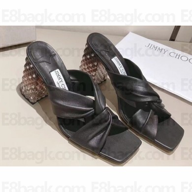 Jimmy Choo Heel 8.5cm Haiti Leather Mules Black 2023