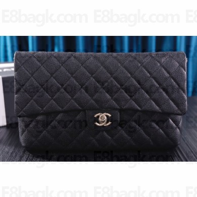 Chanel Maxi Clutch Bag in Grained Calfskin Black 2023