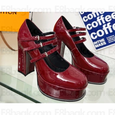 Louis Vuitton Heel 11.5cm Platform 4.5cm Fame Pumps Glazed calf leather Burgundy 2023
