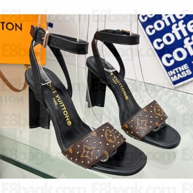 Louis Vuitton Heel 8cm studs Silhouette Sandals in Patent Monogram canvas Black 2023