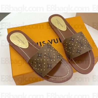Louis Vuitton Studs Lock It Flat Mules Brown 2023