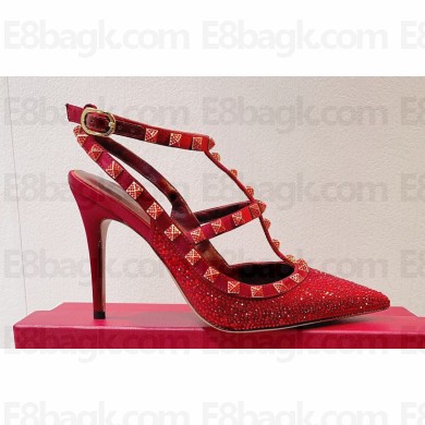 Valentino Satin Rockstud pumps with Crystals 07 2023