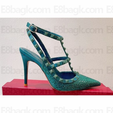 Valentino Satin Rockstud pumps with Crystals 08 2023