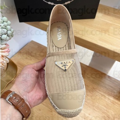 Prada triangle logo Mesh and nappa leather Espadrilles Beige 2023