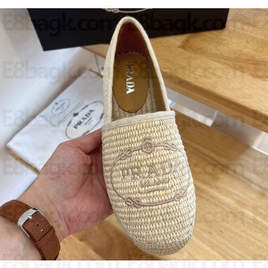 Prada Braided Straw Espadrilles White 2023