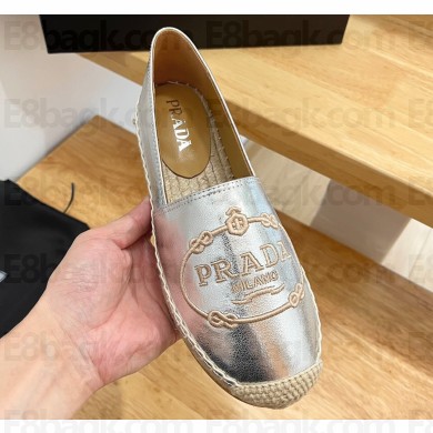 Prada Hemp Espadrilles Leather Silver 2023