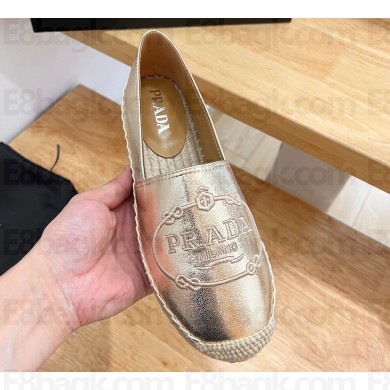 Prada Hemp Espadrilles Leather Gold 2023