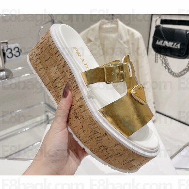 Prada Rubber wedge platform sandals 1XX641 Gold 2023