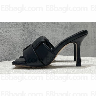 Bottega Veneta Padded Intreccio leather Patch Heel Mules Black 2023