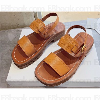 Celine CLEA TRIOMPHE Sandals In Calfskin Brown 2023