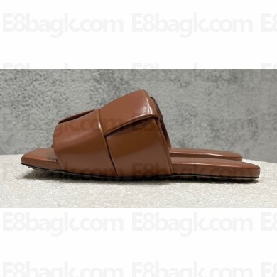 Bottega Veneta Padded Intreccio leather Patch Flat Mules Coffee 2023