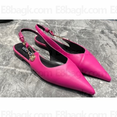 Versace Leather Safety Pin Slingback Flats Fuchsia 2023