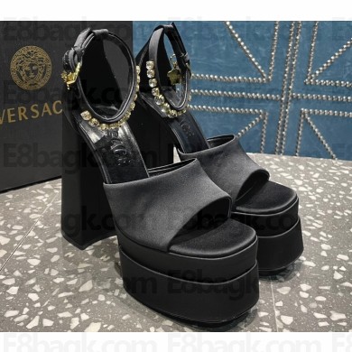 Versace Heel 15.5cm Satin Medusa Aevitas Platform Sandals Black 2023