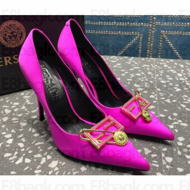 Versace Heel 9.5cm Brooch Baguette Pumps Satin Fuchsia 2023