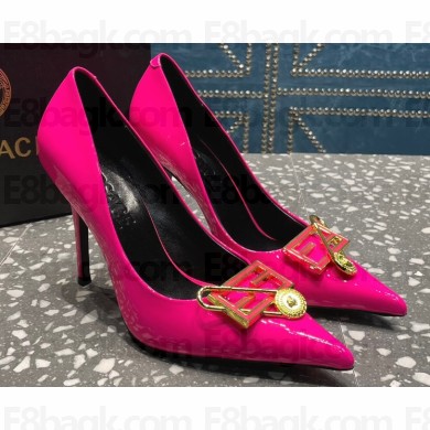 Versace Heel 9.5cm Brooch Baguette Pumps Patent Fuchsia 2023