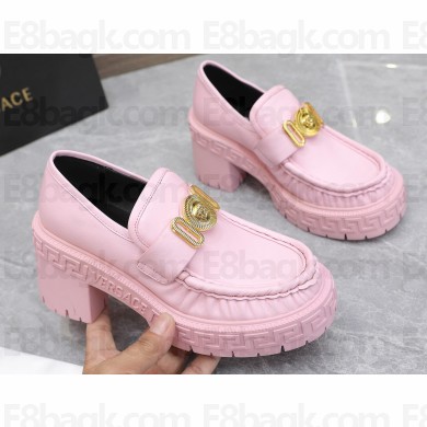 Versace Heel 8cm Medusa Biggie Loafers Pink 2023