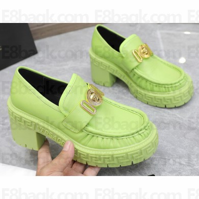 Versace Heel 8cm Medusa Biggie Loafers Green 2023