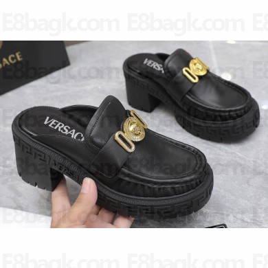 Versace Heel 8cm Medusa Biggie Loafers Mules Black 2023
