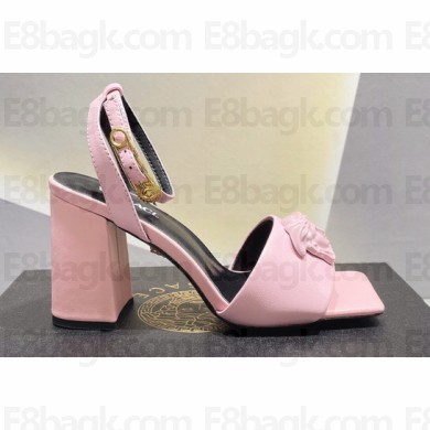 Versace Heel 9cm La Medusa Leather Sandals Pink 2023