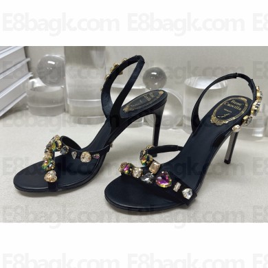 Rene Caovilla Heel 9.5cm Roxanne rhinestones amber Sandals Black