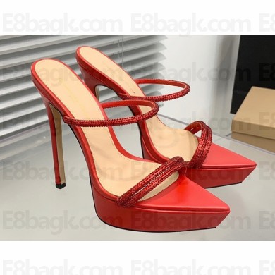 Gianvito Rossi Heel 13cm Platform 3.5cm CANNES Sandals Red with crystals 2023