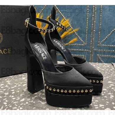 Versace Heel 15.5cm Platform 5.5cm Aevitas Pointy stud Pumps Satin Black 2023