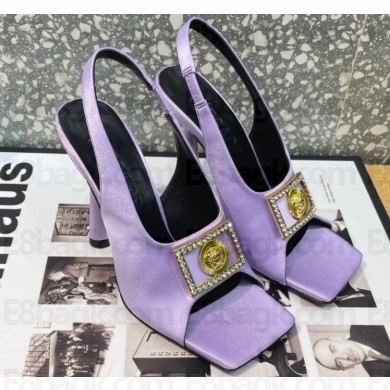 Versace Heel 10.5cm Medusa Crystal Sandals Satin Lilac 2023
