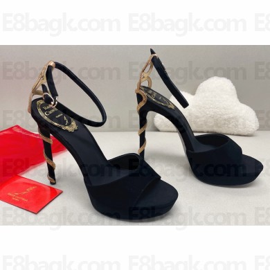 Rene Caovilla Heel 12cm Morgana crystal platform Sandals Suede Black
