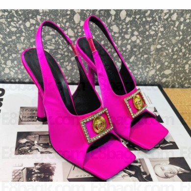 Versace Heel 10.5cm Medusa Crystal Sandals Satin Fuchsia 2023