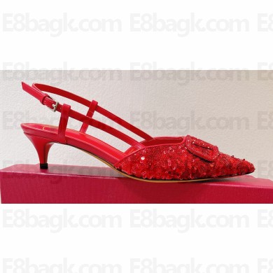 Valentino Crystal VLogo Signature Sequin slingback pumps 14 2023