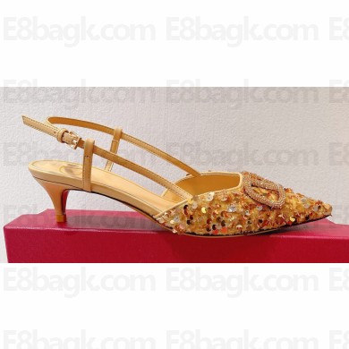 Valentino Crystal VLogo Signature Sequin slingback pumps 09 2023