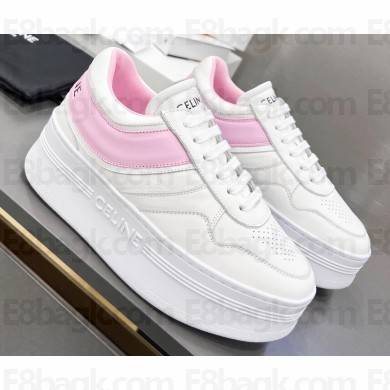 Celine Block Sneakers With Wedge OUTSOLE In Calfskin White/Pink 2023