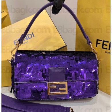 Fendi sequin and leather Iconic Baguette medium bag Purple 2023