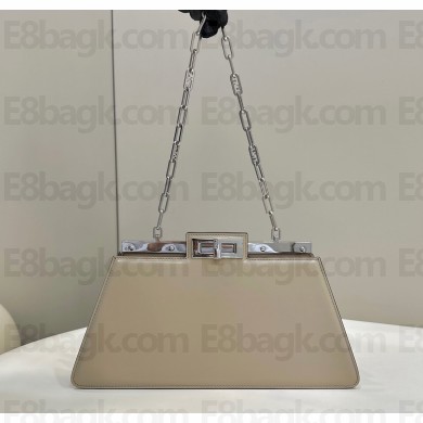 Fendi leather Peekaboo Cut Medium bag Beige 2023